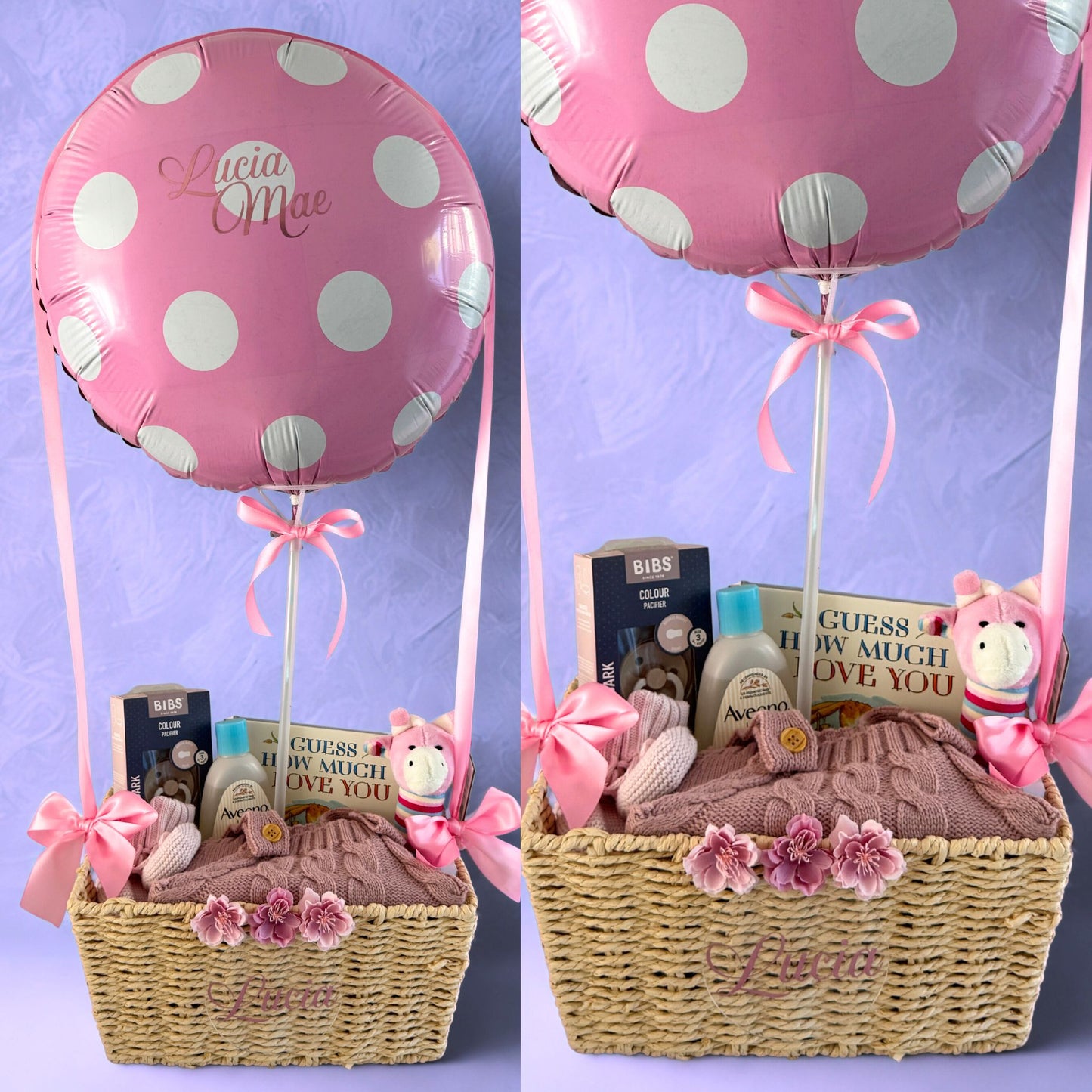 Unique New Baby Hot Air Balloon Gift Basket