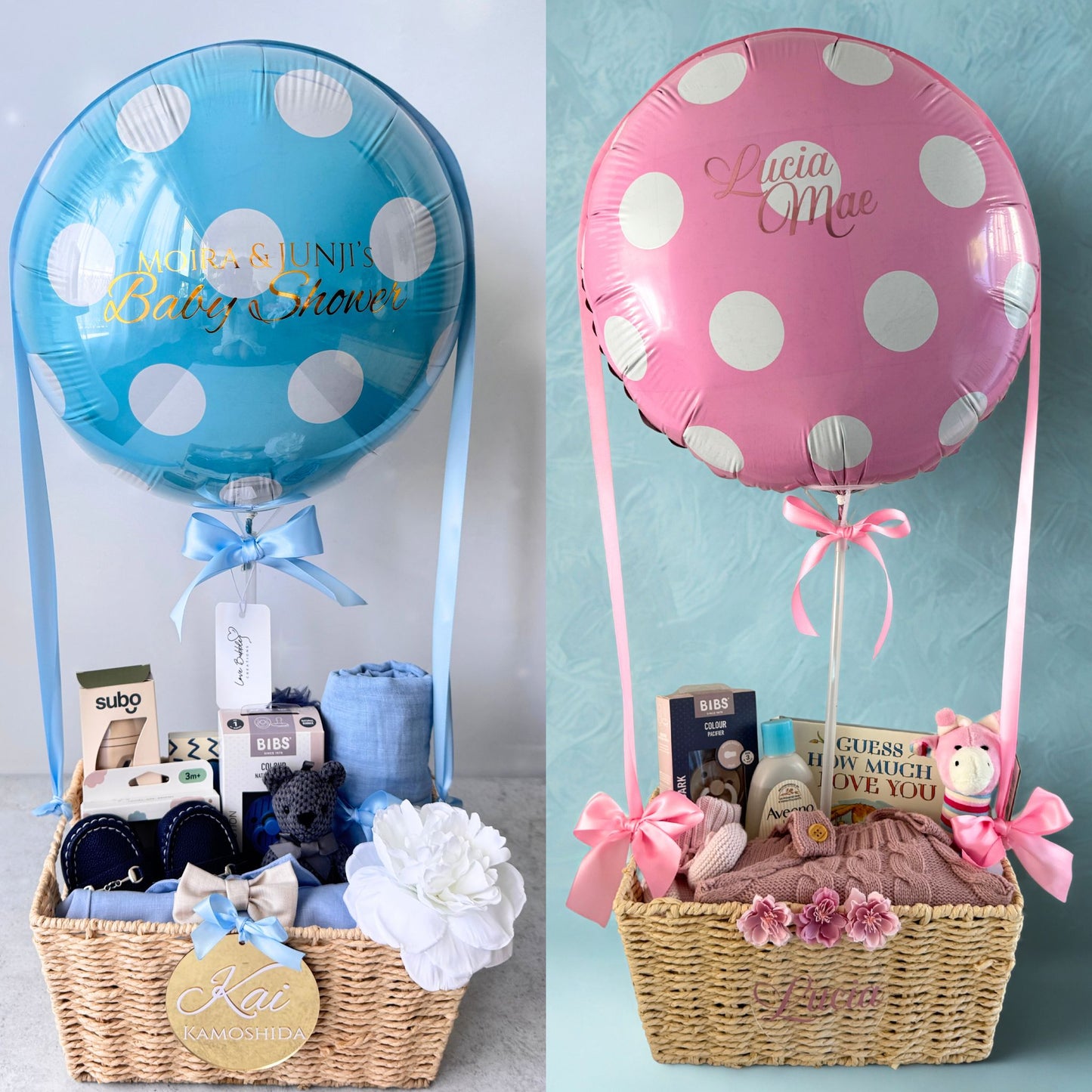 Unique New Baby Hot Air Balloon Gift Basket
