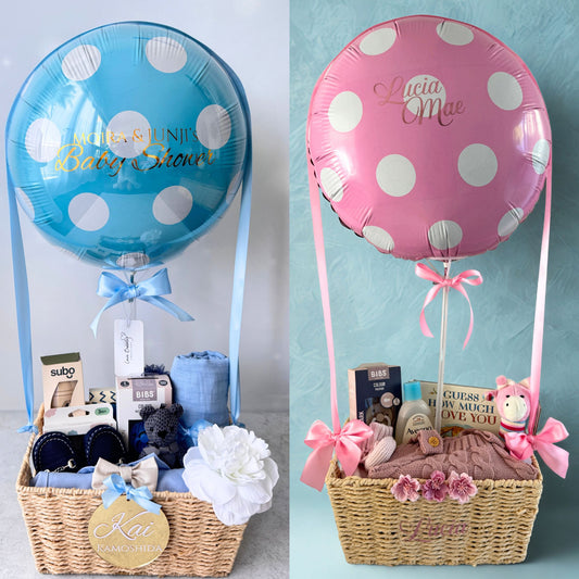 Unique New Baby Hot Air Balloon Gift Basket