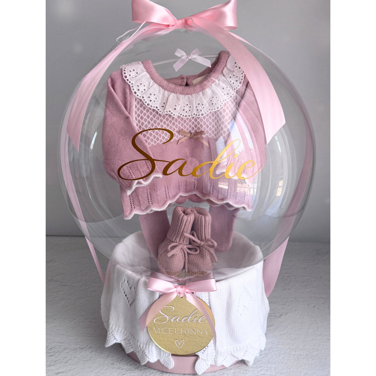 Rose Pink Bubble Balloon Baby Gift Hamper | Personalised Newborn Gift Sydney