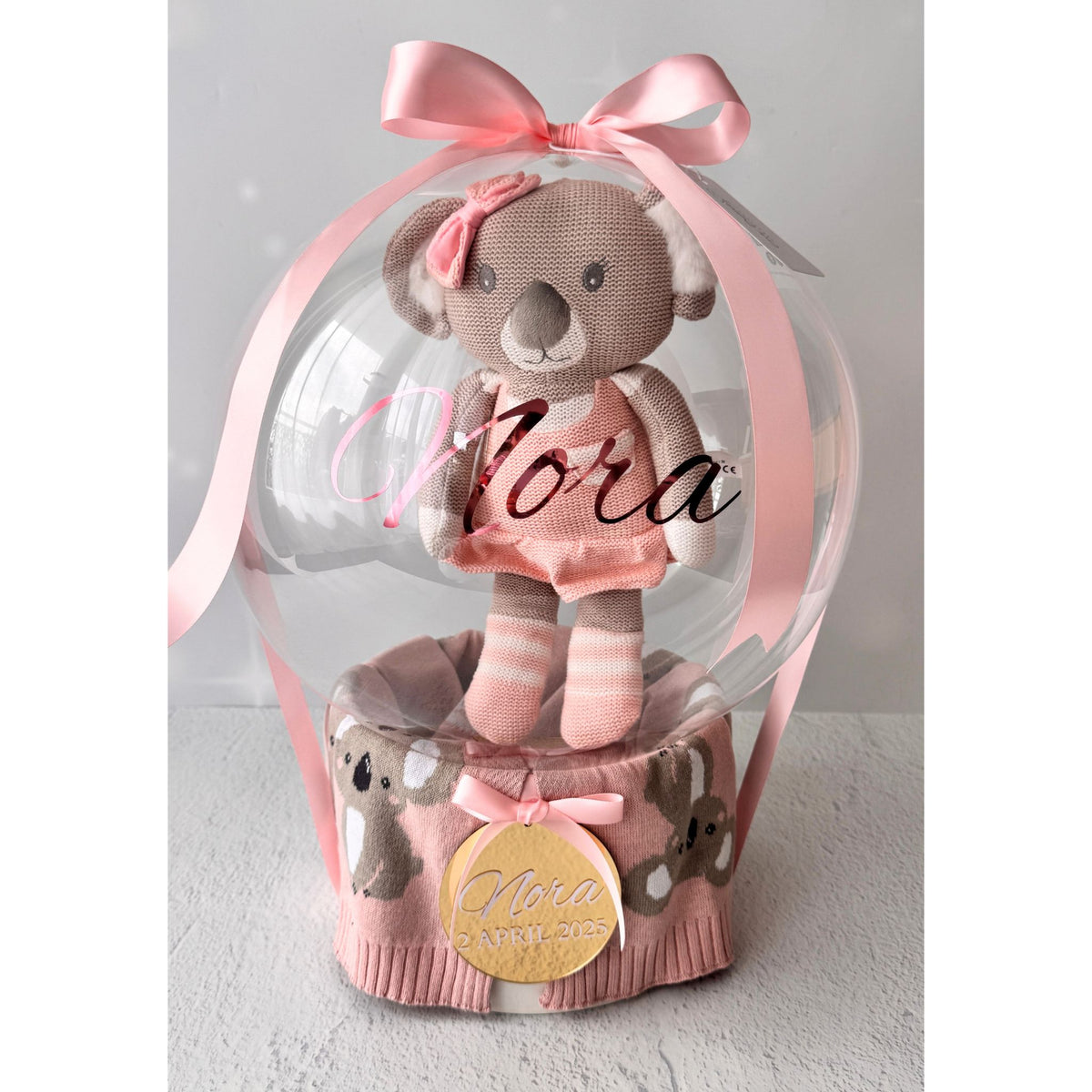 Koala Baby Girl Gift Balloon Hamper – Pink, Personalised | Sydney