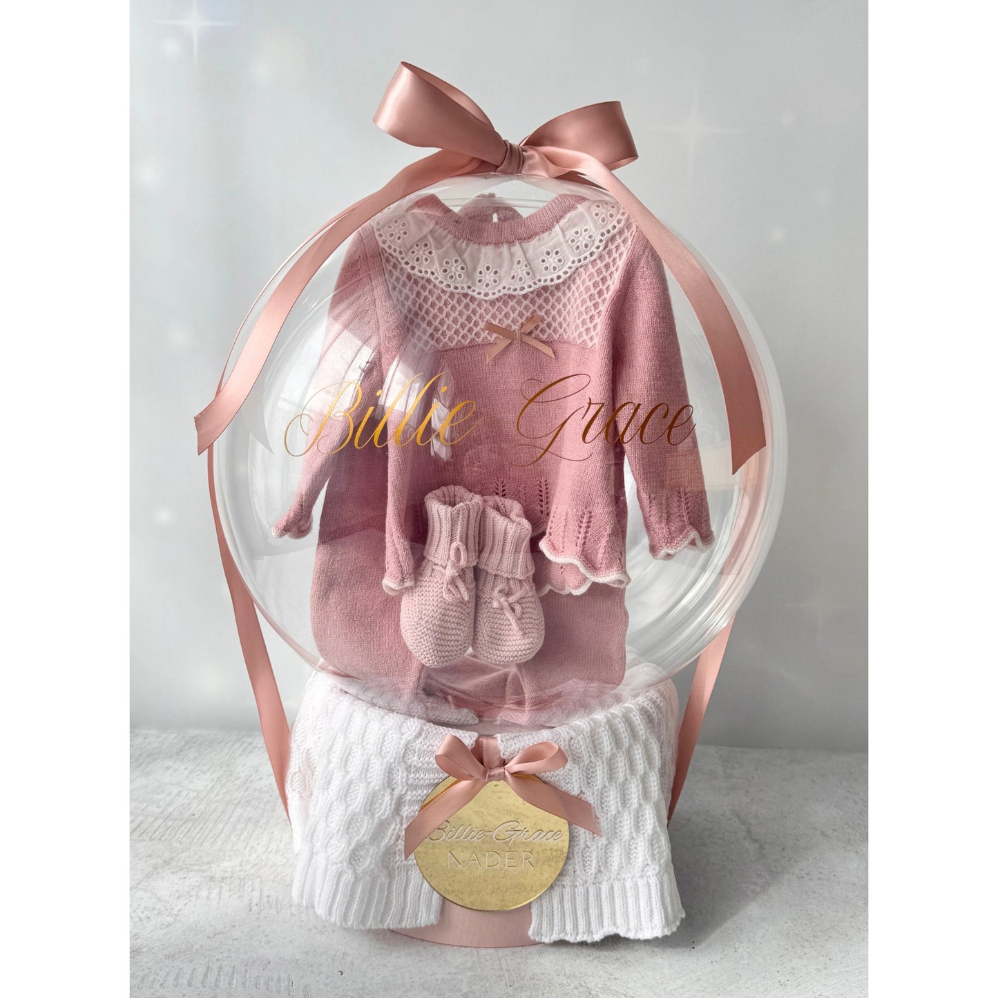Luxury Baby Girl Gift Balloon Hamper - Rose Gold Pink